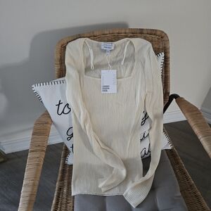 &other story Cream Ribbed Women's Top